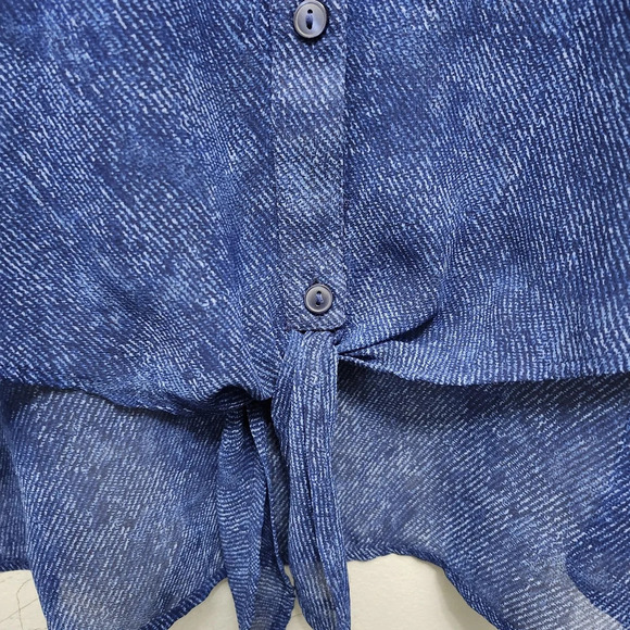 Chico's women's button-down top blouse size 3 XL blue sheer - Picture 4 of 7